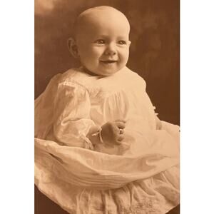 Antique/Vintage Studio Portrait Photo Child, Infant  Christenings Gown, 1900S